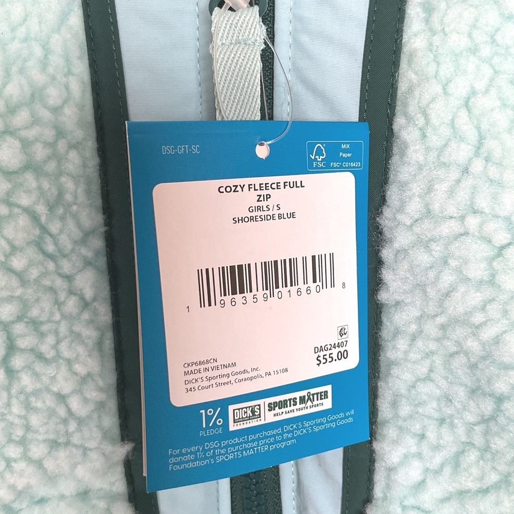 DSG Girls' Cozy Fleece Full Zip‎ Jacket ShoreSide Blue Size S (8-9) - Picture 4 of 8